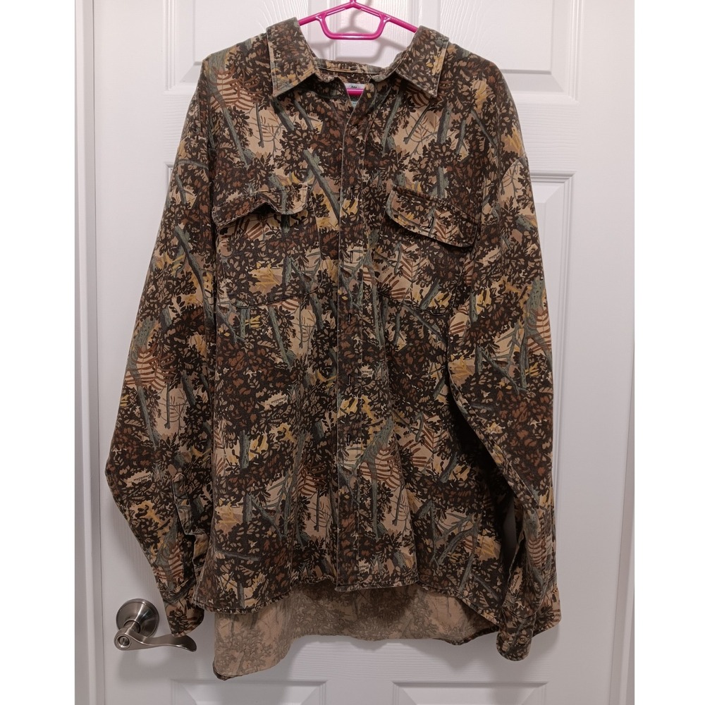 Bushlan South Texas Camouflage Shirt Mens XXL Vintage 1989 Hunting 80s Brown
